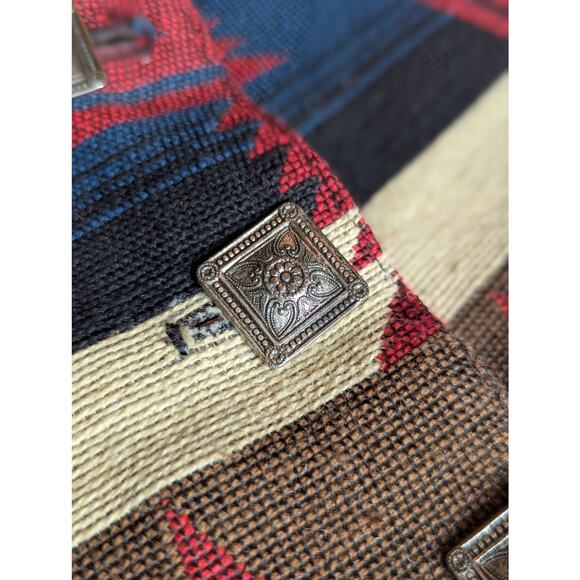 Vintage Frontier Western Aztec Geometric Tapestry Boho Button Vests Size Large - Picture 4 of 6